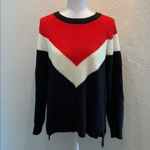 Express tri-color chunky knit sweater
